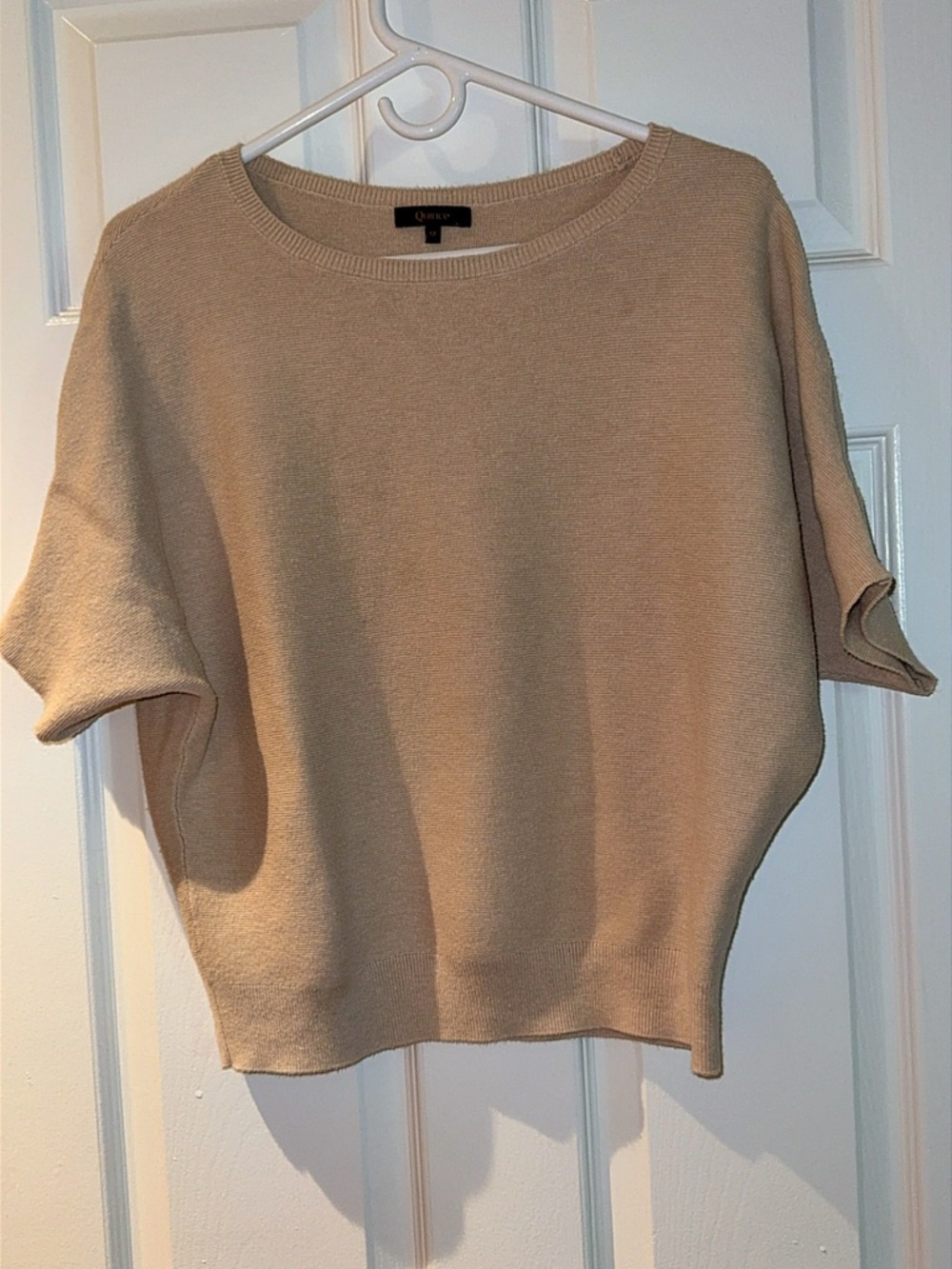 Quince Lightweight Cotton Cashmere Link-Stitch Dolman Sweater Oatmeal Medium - Picture 4 of 9